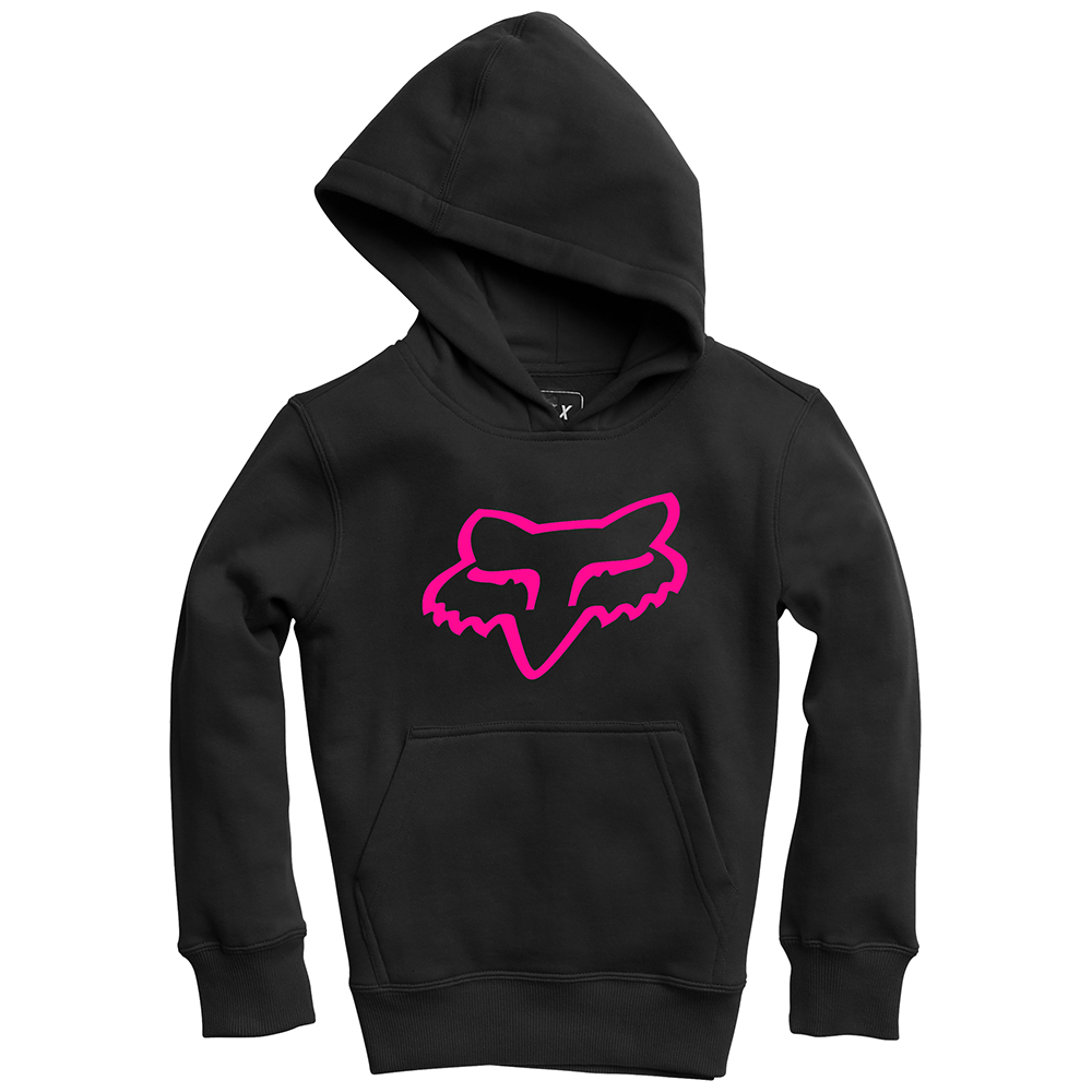 Fox Legacy Pullover Fleece Hoody Youth Black/Pink - Image 1
