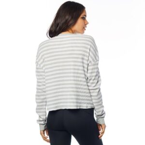 Thermal Crop Top Fox Striped Out Ladies White - Image 2