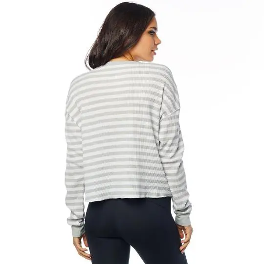 Thermal Crop Top Fox Striped Out Ladies White