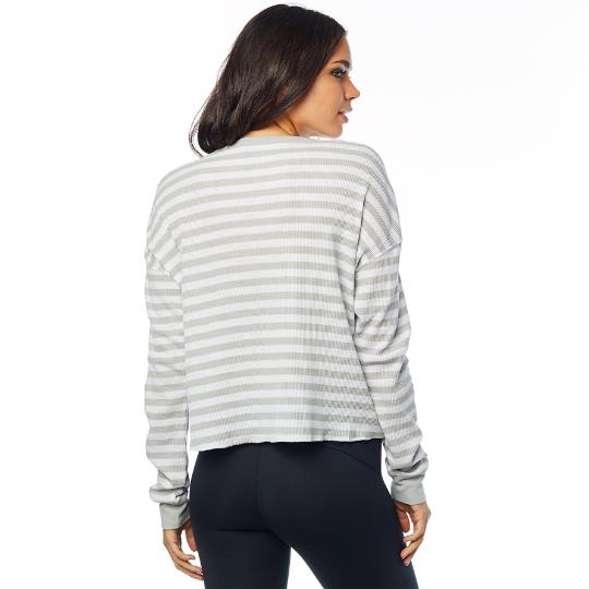 Thermal Crop Top Fox Striped Out Ladies White - Image 2