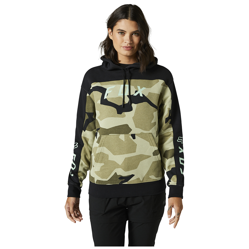 Fox BNKR Pullover Fleece Womens Hoodie Olive Camo - Image 1