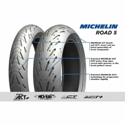 Michelin Pilot Road 5 Set 190/55-17 and 120/70-17 Rear Sport/Touring Tyre