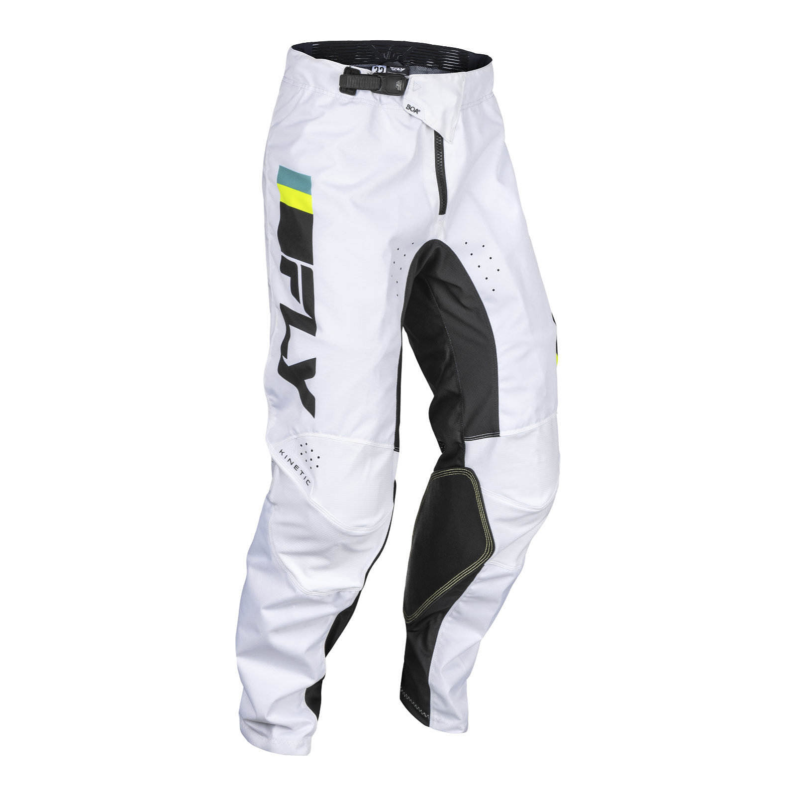 FLY Racing Kinetic Prix Motocross Pants White / Black / Hi-Vis - Image 1