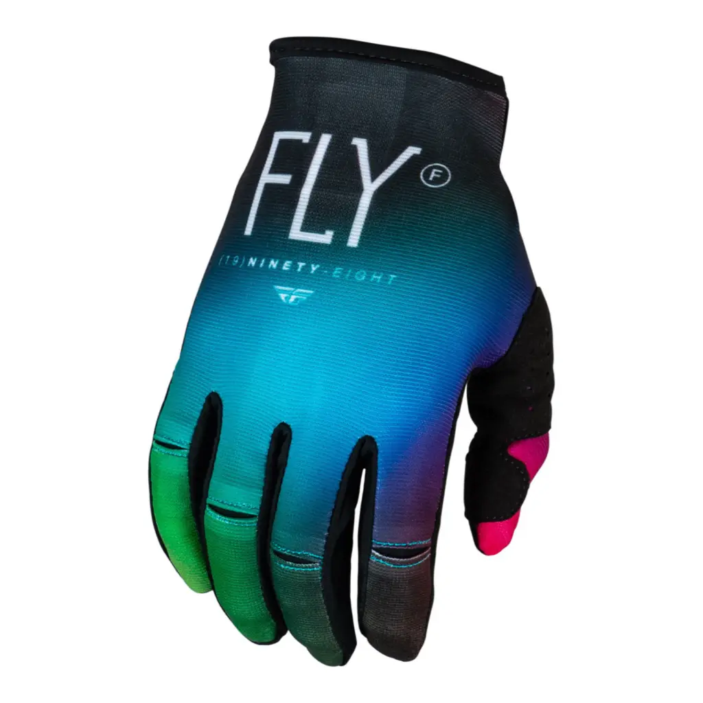 FLY Racing Kinetic Motocross Gloves Youth Fuschia / Electric Blue / Hi-Vis