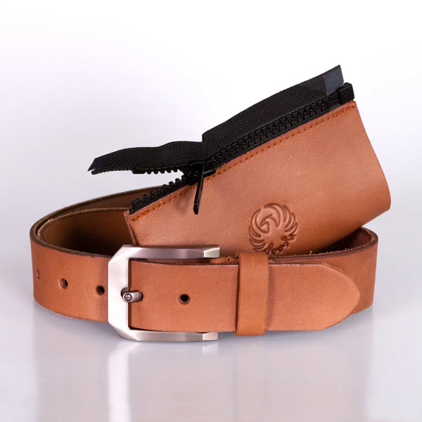 Merlin Belt With Jacket Connection Zip Leather Brown - Image 2