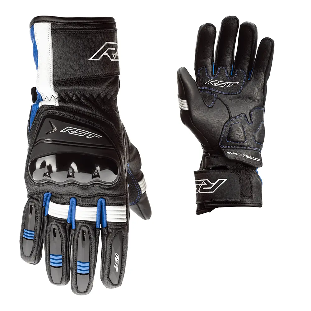 RST Pilot CE Leather Road Gloves Black/Blue/White