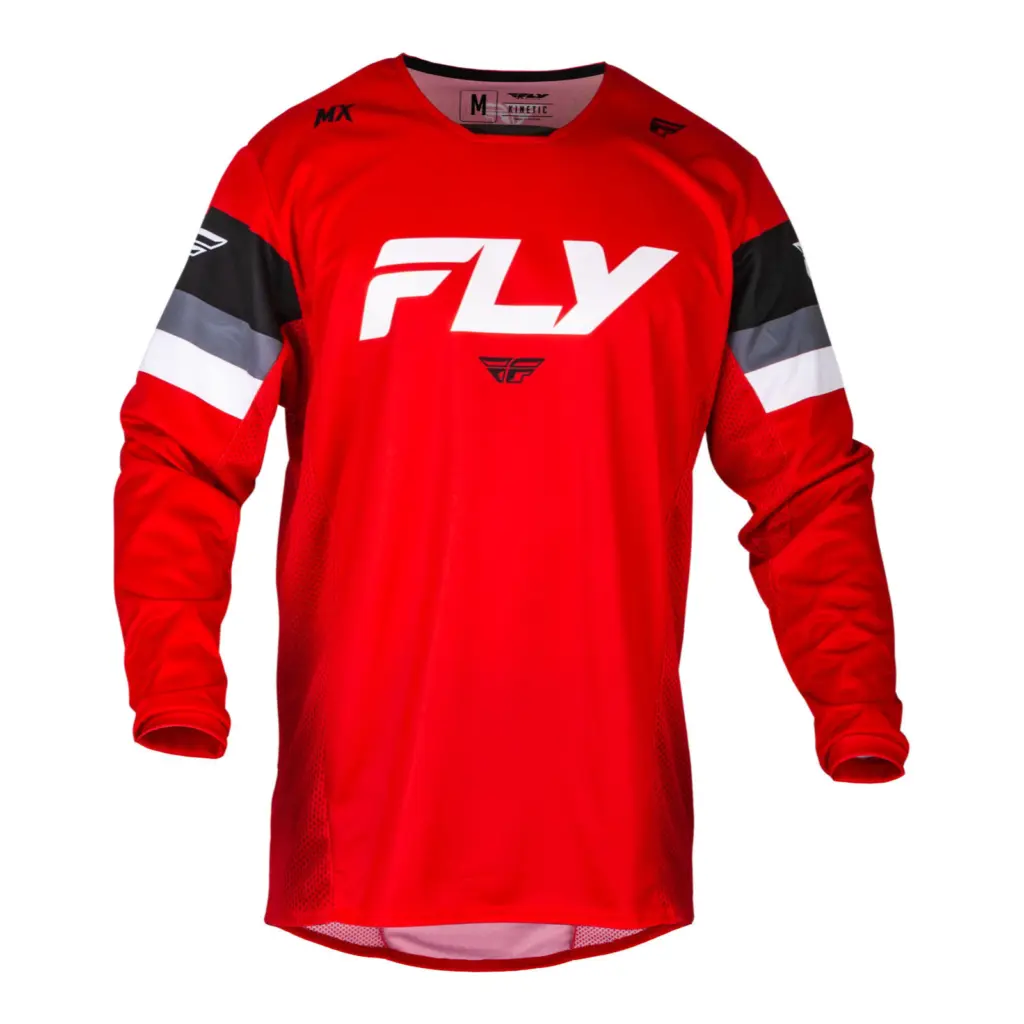 FLY Racing Kinetic Prix Motocross Jersey Youth Red / Grey / White