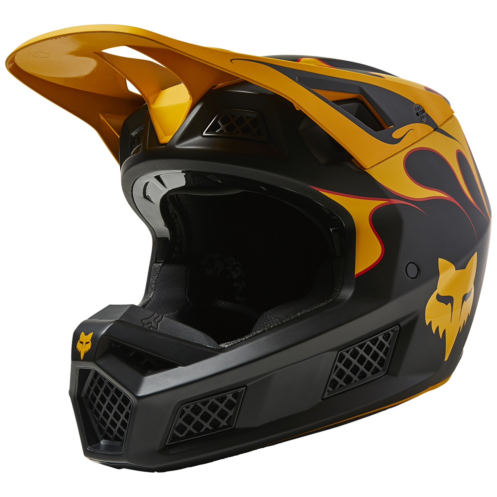 Fox V3 RS Super Trik Motocross Helmet Black/Yellow - Image 2