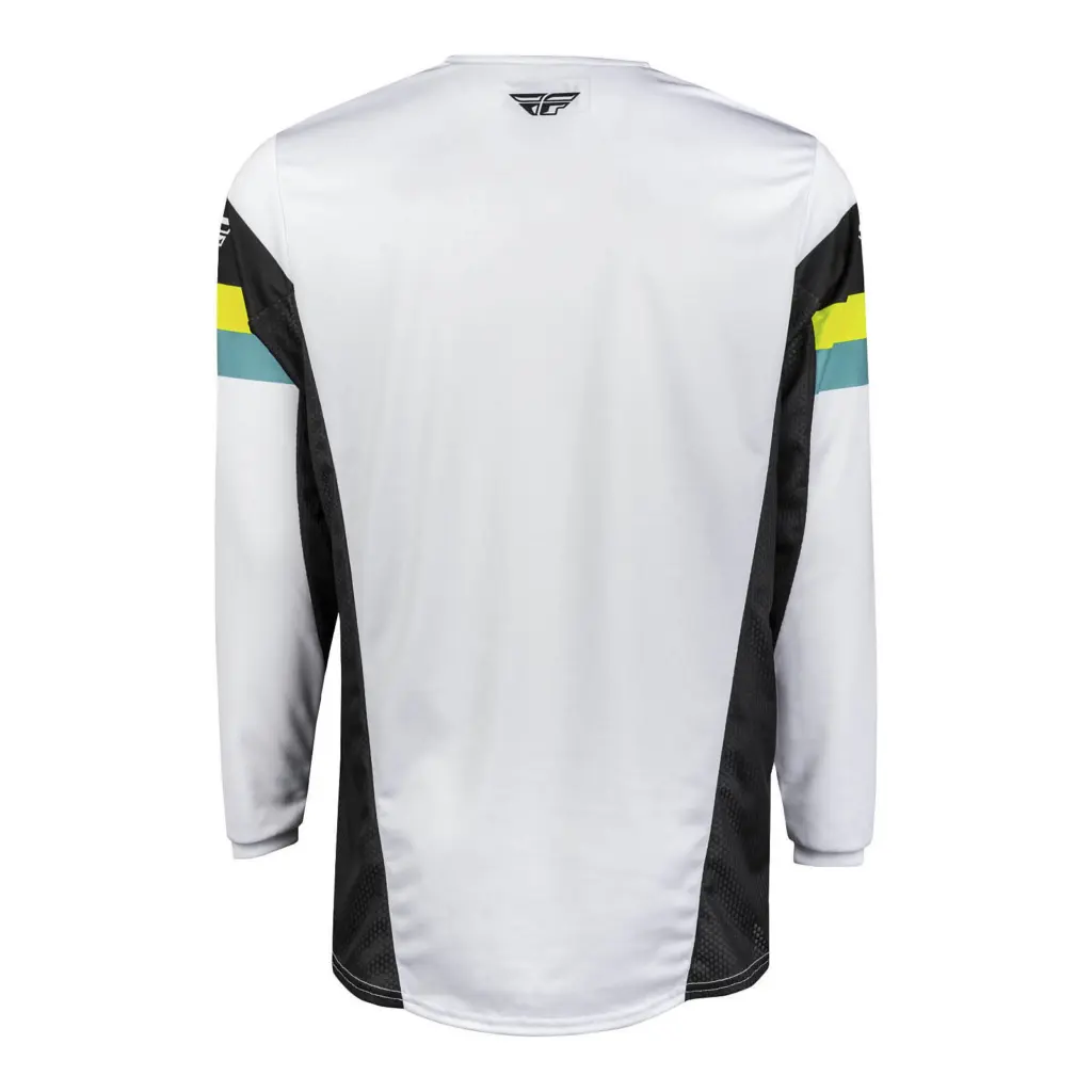 FLY Racing Kinetic Prix Motocross Jersey - White / Black / Hi-Vis