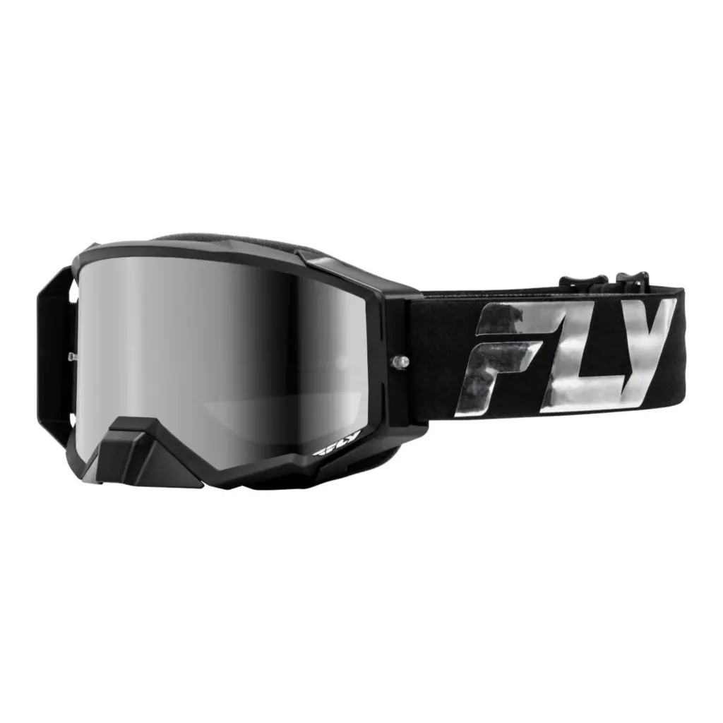 FLY Racing Zone Elite Motocross Goggle Black / Silver with Silver Mirror / Smoke Le