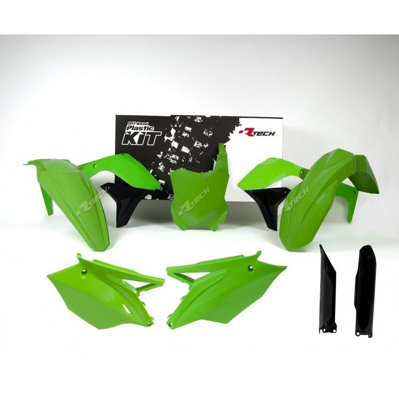 PLASTIC RTECH FRONT/REAR FENDER SIDEPANEL RADIATOR SHROUD FORK PROTECTORS FRONT NUMBERPLATE KX450F - Image 1