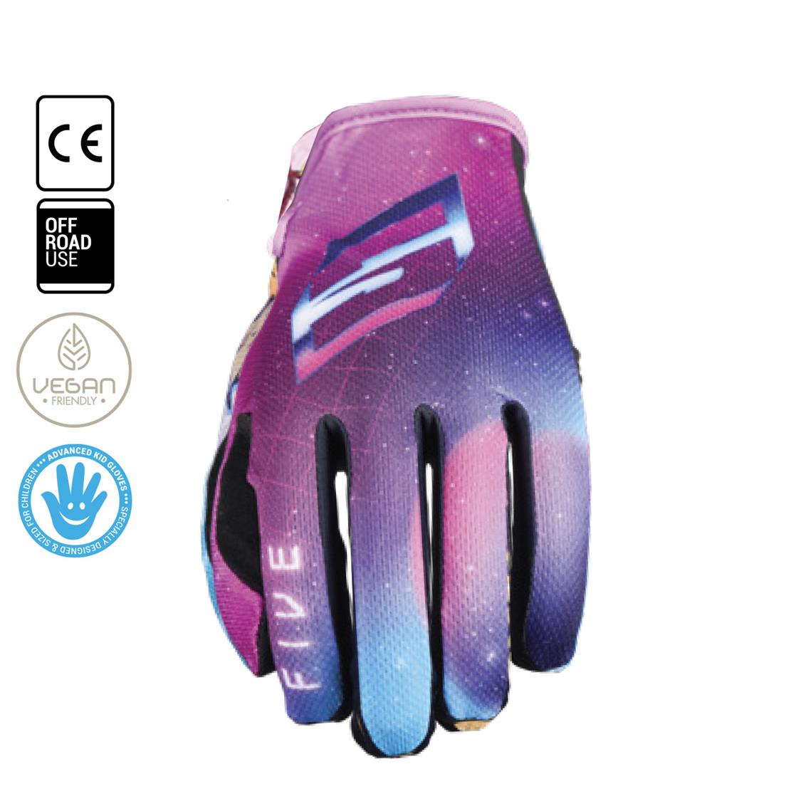 Five MXF4 Arcade Motocross Gloves Kids Purple - Image 1