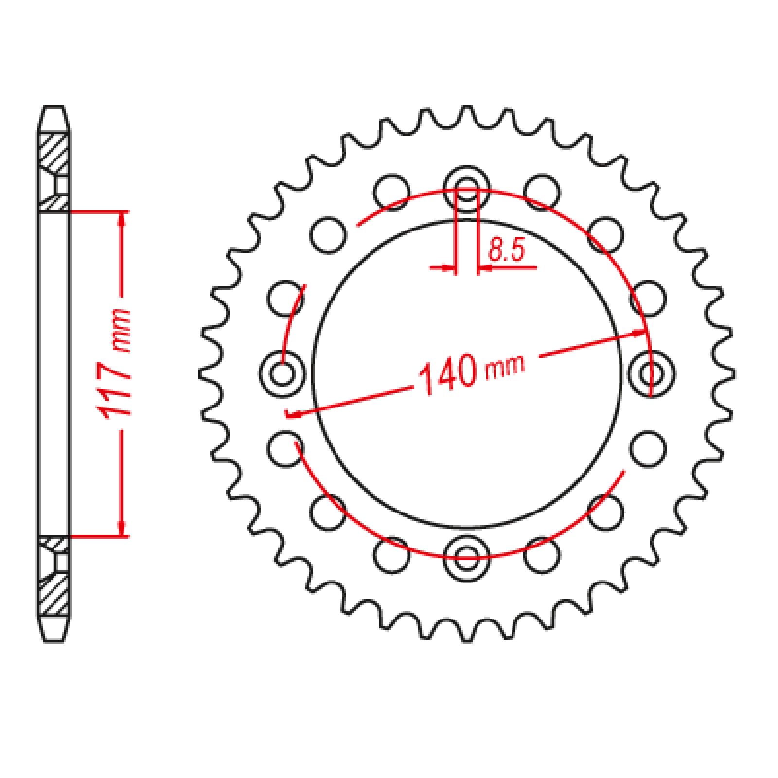 SPKT REAR OE STEEL 831 46T #428 - Image 1