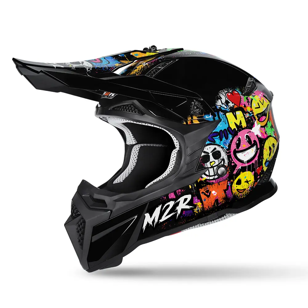 M2R X2.1 Emoji PC-10 Motocross Helmet Youth Black