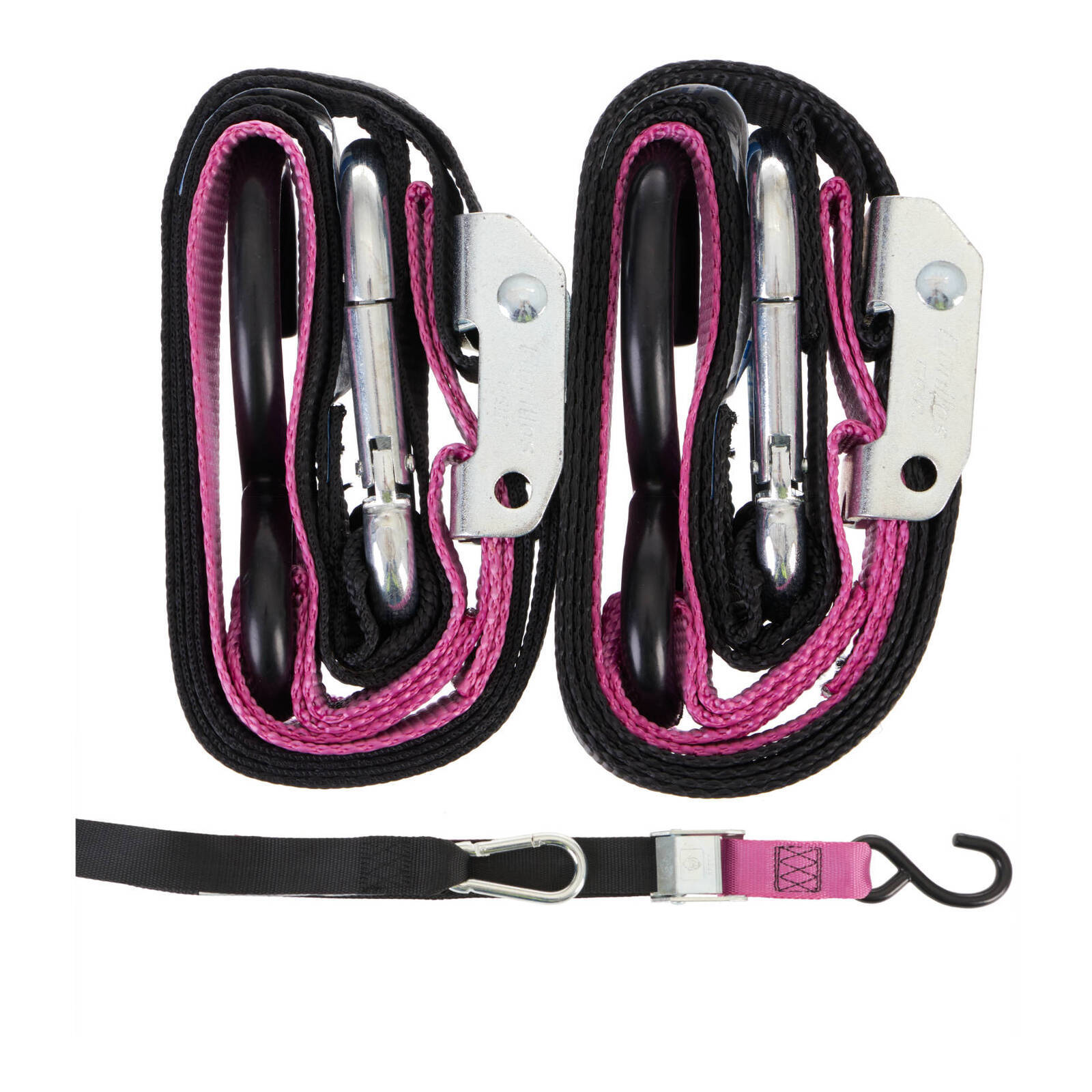Gorillas Grip 38mm Tie Down Straps with Soft Hooks & Loop - Black/Pink - Image 1
