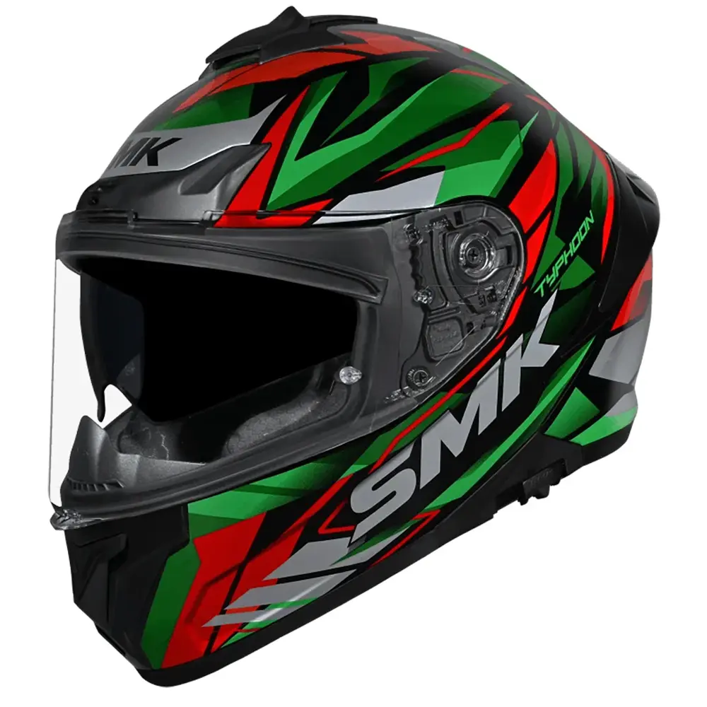 SMK Typhoon Road Helmet Rival Matte Black/Green/Red