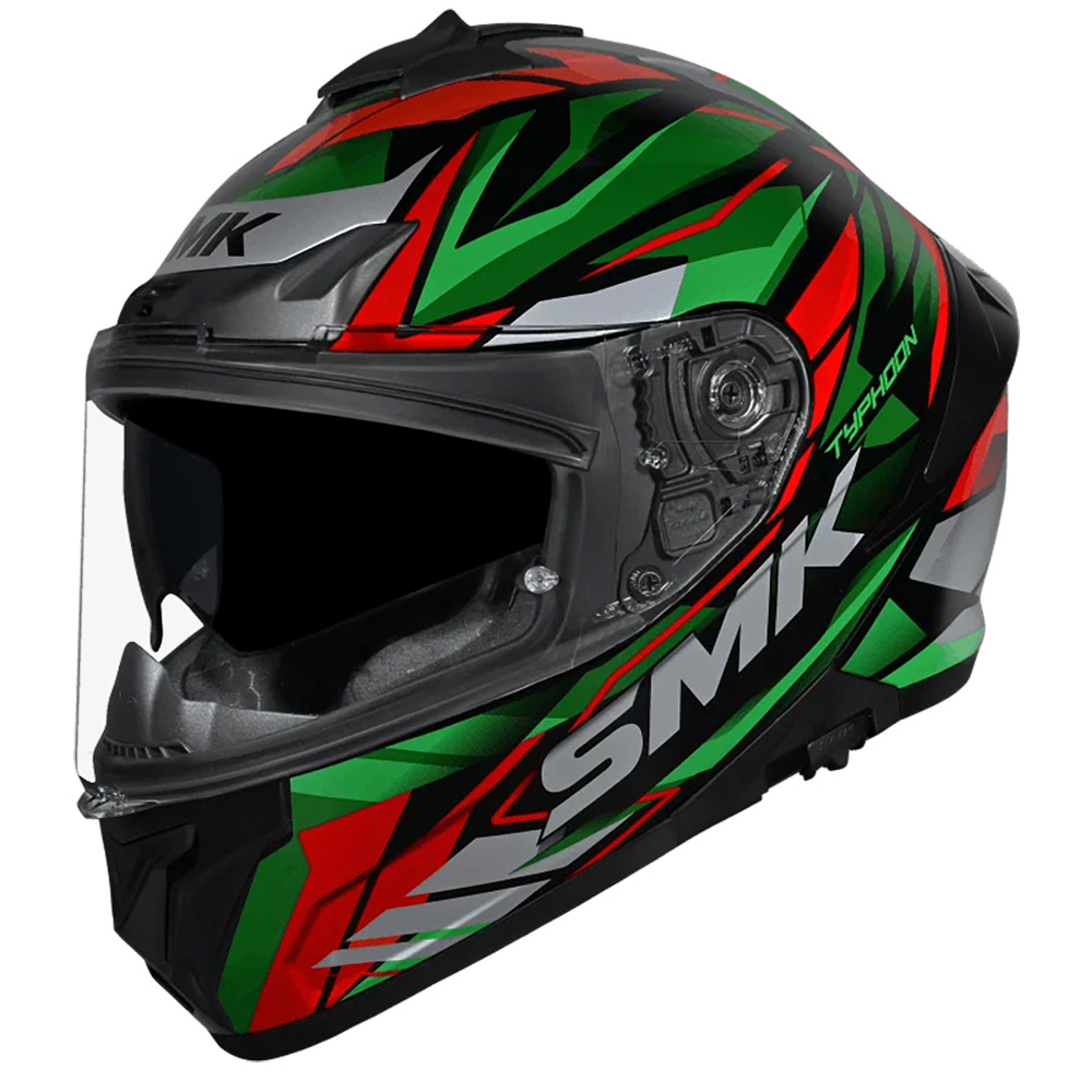 SMK Typhoon Road Helmet Rival Matte Black/Green/Red - Image 1