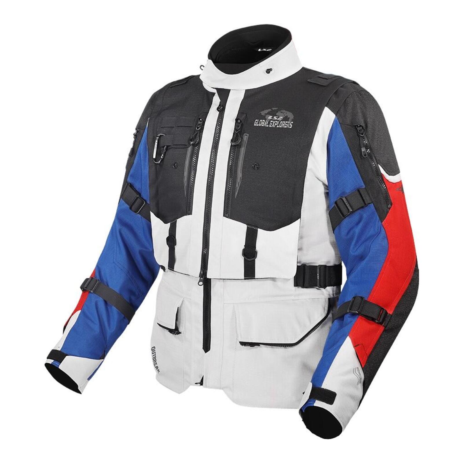 LS2 Breakout Mens Jacket - Grey/Blue/Red (L) - Image 1