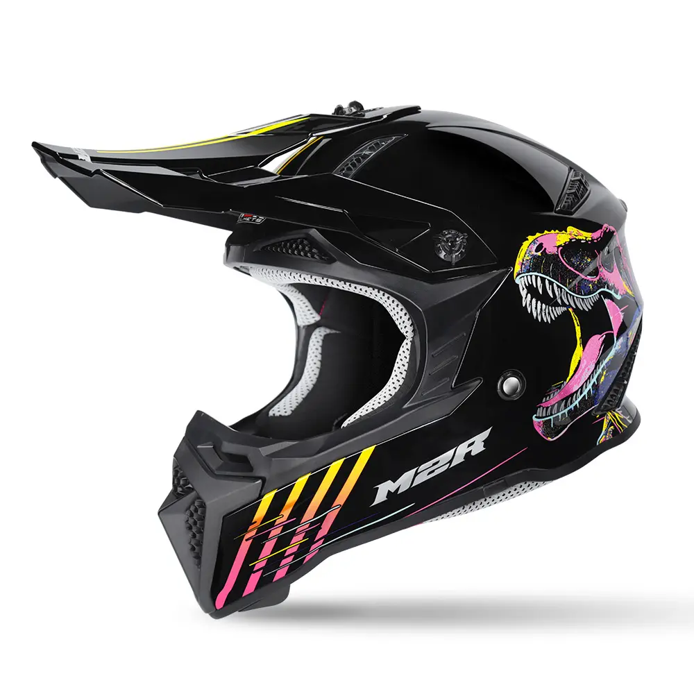 M2R X2.1 T-Rex PC-7 Motocross Helmet Youth Black/Purple