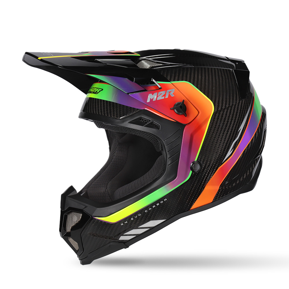 M2R X4 EVO Carbon Flex PC-10 Motocross Helmet Black/Fluro - Image 1