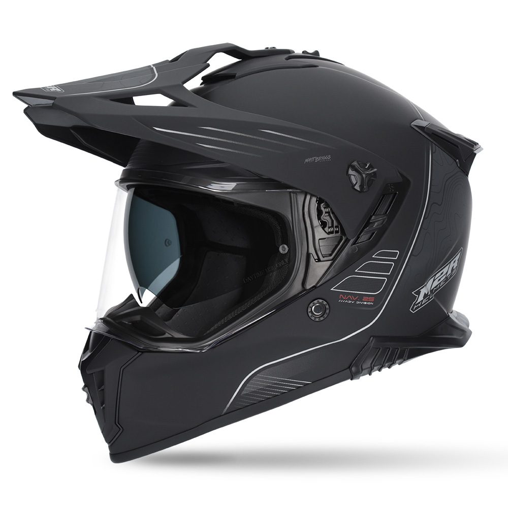 M2R Navigator Elevate PC-5F Adventure Helmet Black/Silver - Image 1