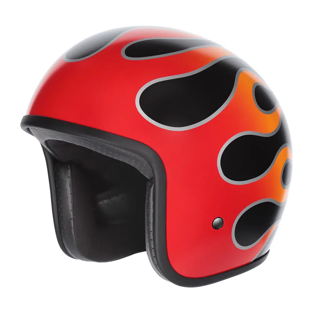M2R Prime Flamed PC-1 Open Face Helmet Black/Red