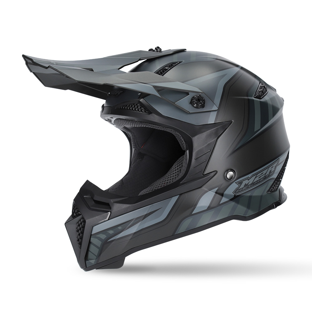 M2R X2.1 Torque PC-5F Motocross Helmet Black/Grey - Image 1