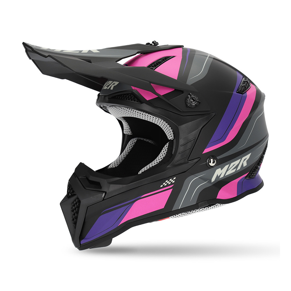 M2R X2.1 Pulse PC-7F Motocross Helmet Youth Pink/Purple/Black - Image 1