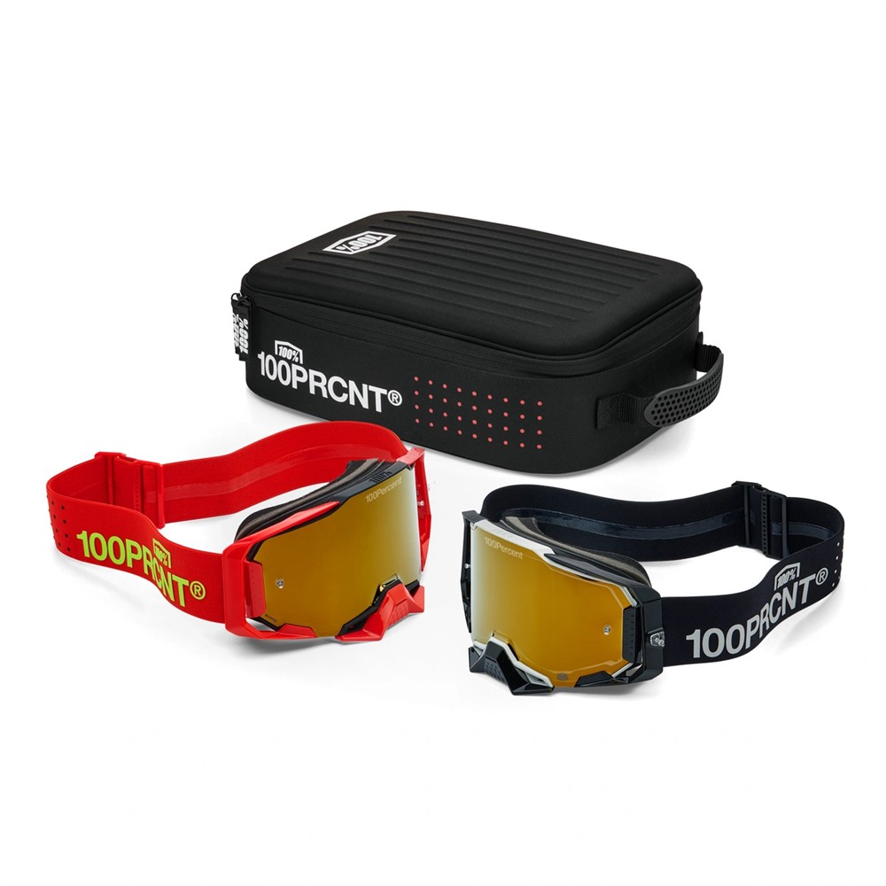 100% Dual Armega Racer Pro Pack  Black/Red - True Gold Mirror Lens - Image 1