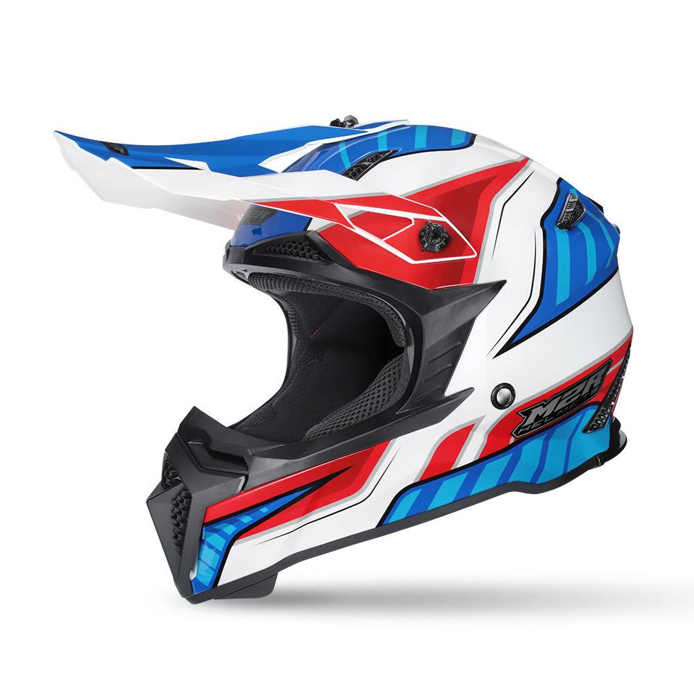 M2R X2.1 Torque PC-10 Motocross Helmet Red/White/Blue - Image 1
