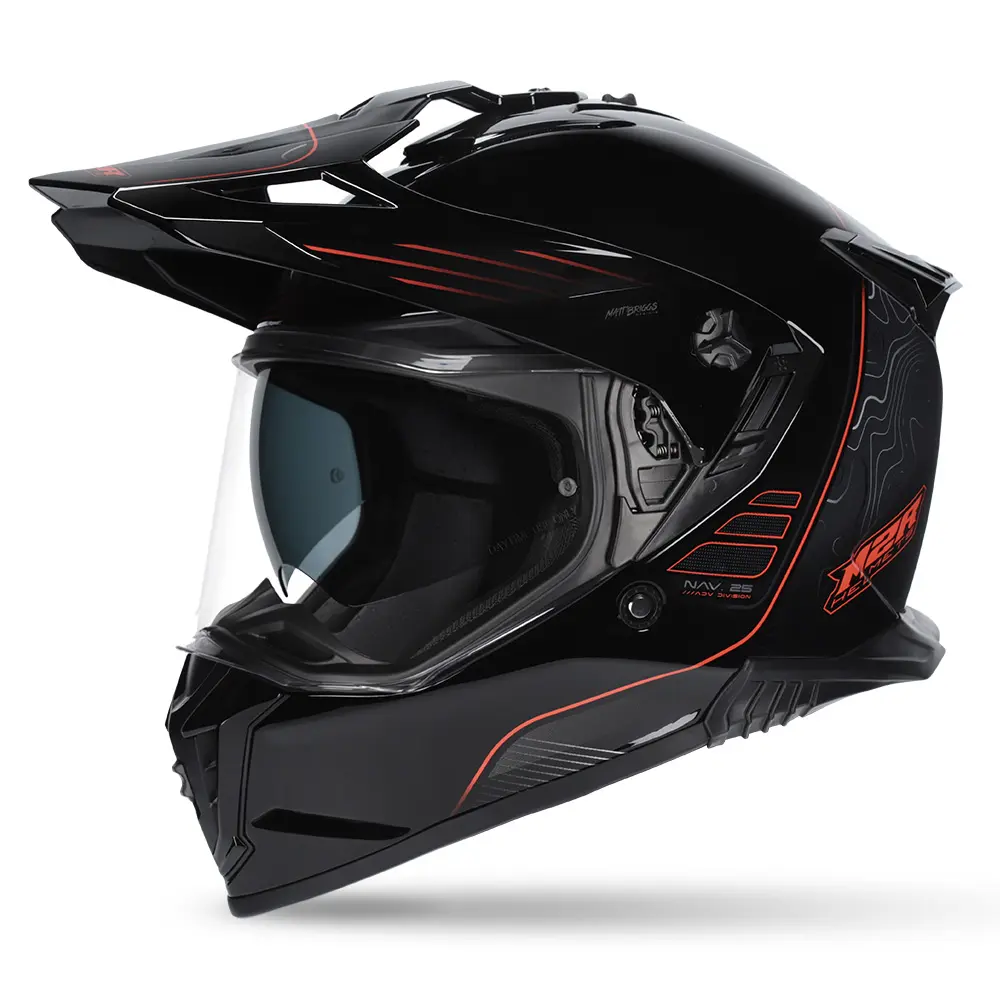M2R Navigator Elevate PC-8F Adventure Helmet Black/Orange
