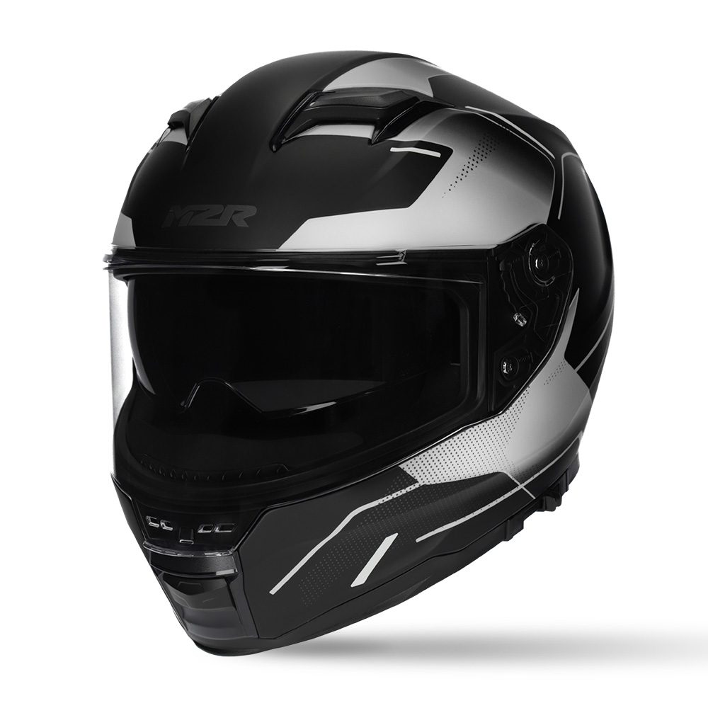 M2R Sabre Inception PC-5F Road Helmet Black/Silver - Image 1