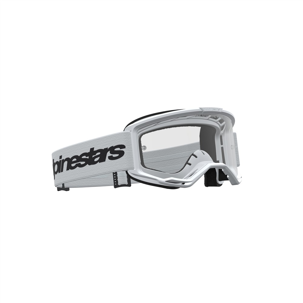 Alpinestars Vision 3 Wordmark Motocross Goggles White/Black - Clear Lens - Image 2