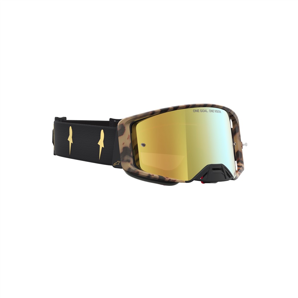 Alpinestars Supertech Limited Edition Zona (Zone) Motocross Goggls Brown Marble/Black - Mirror Gold Lens - Image 3