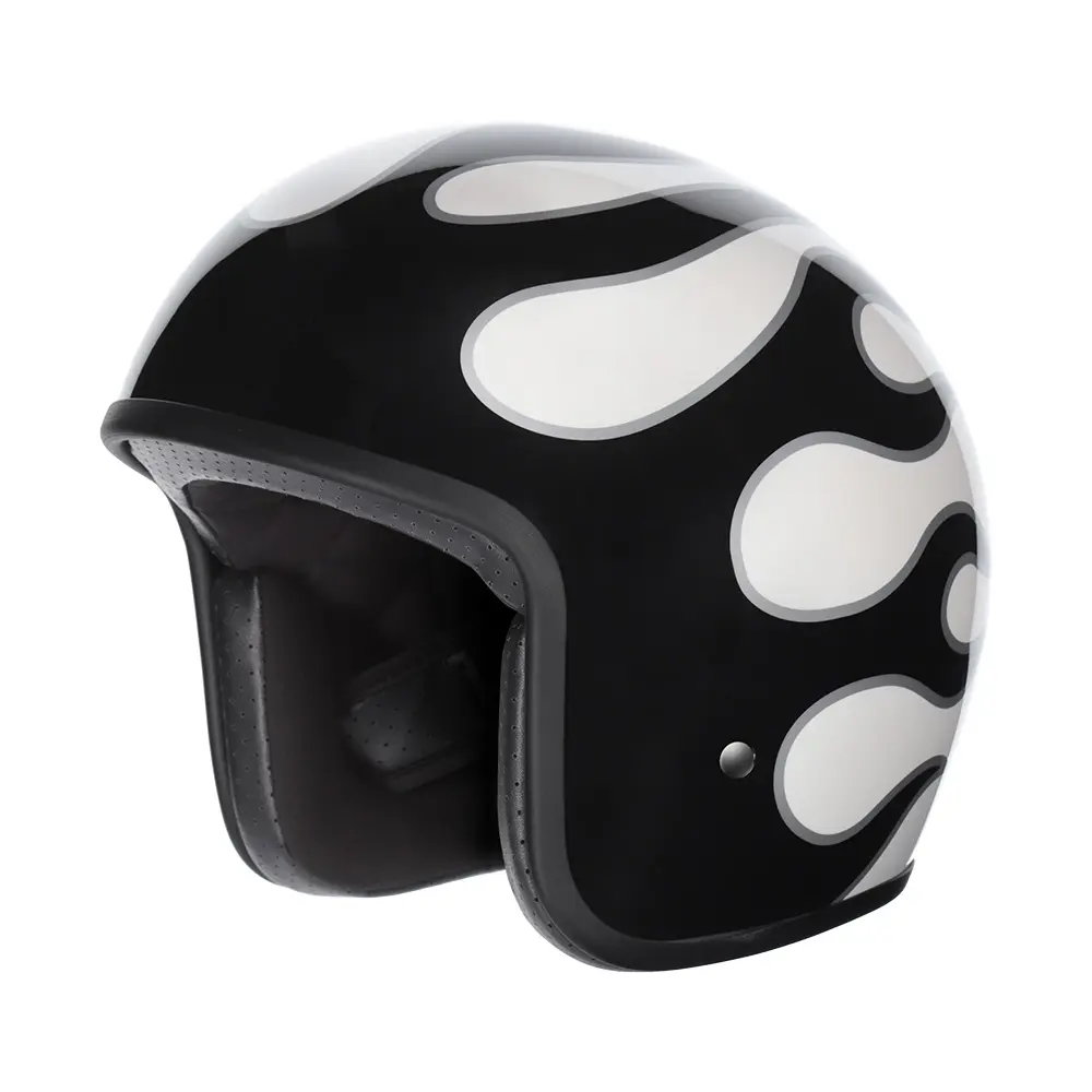 M2R Prime Flamed PC-6 OPen Face Helmet White/Black/Silver
