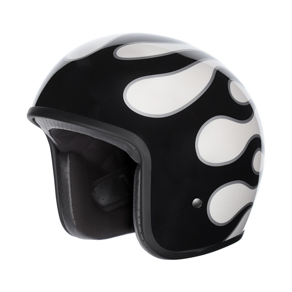 M2R Prime Flamed PC-6 OPen Face Helmet White/Black/Silver - Image 1