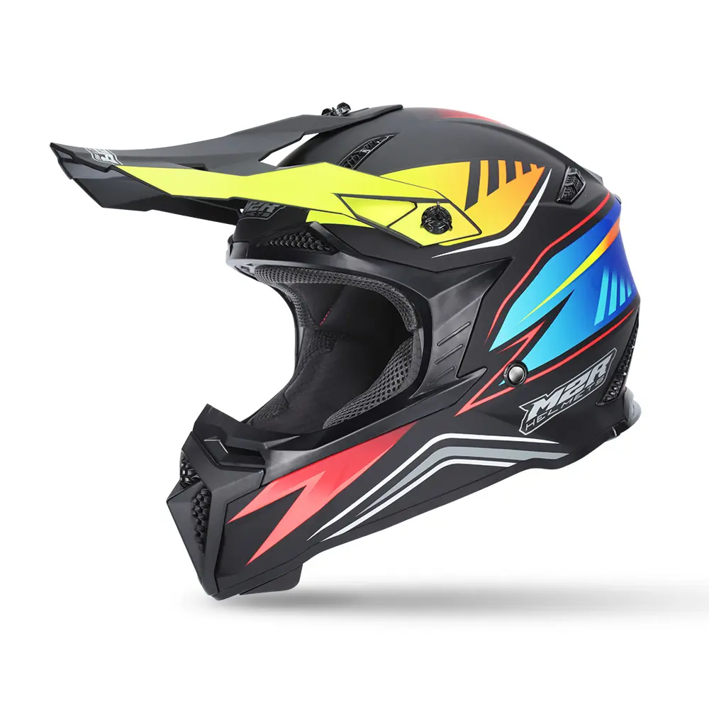 M2R X2.1 Hype PC-1F Motocross Helmet Youth Black/Blue/Red