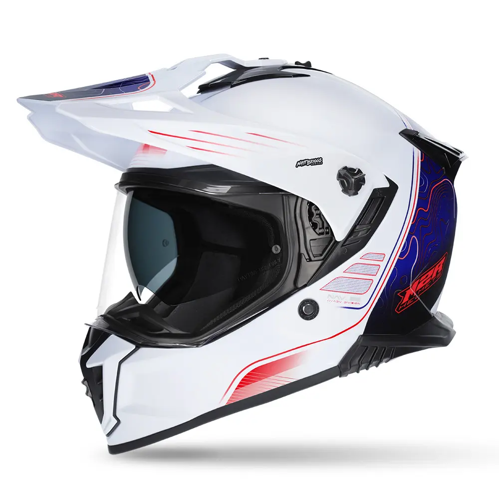 M2R Navigator Elevate PC-10 Adventure Helmet White/Blue/Red
