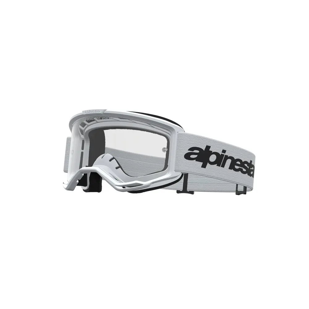 Alpinestars Vision 3 Wordmark Motocross Goggles White/Black - Clear Lens