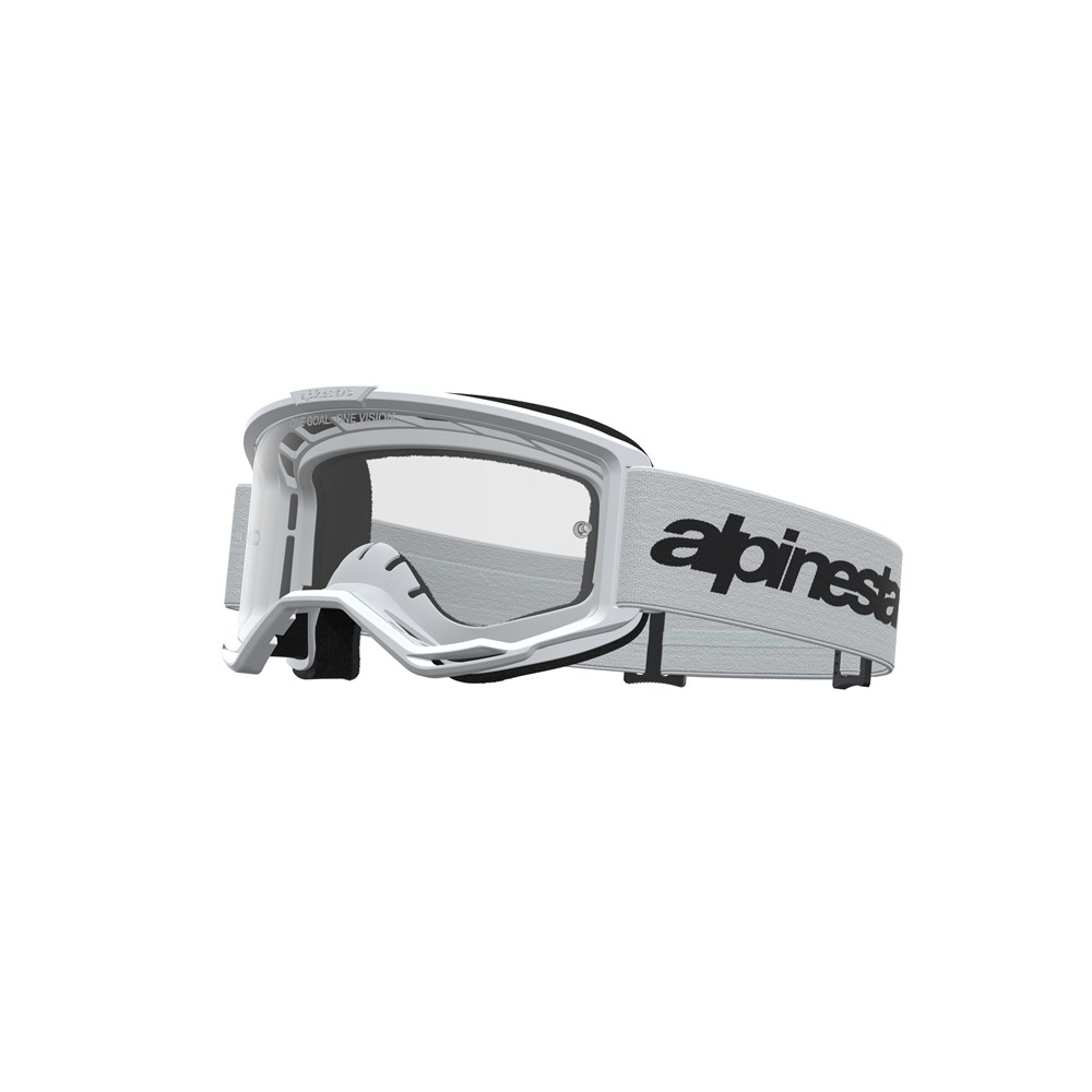 Alpinestars Vision 3 Wordmark Motocross Goggles White/Black - Clear Lens - Image 1