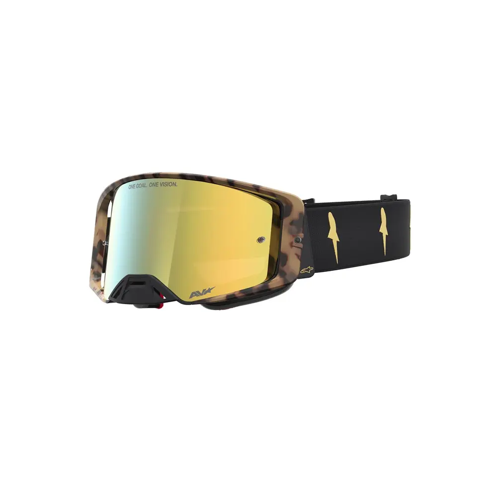 Alpinestars Supertech Limited Edition Zona (Zone) Motocross Goggls Brown Marble/Black - Mirror Gold Lens