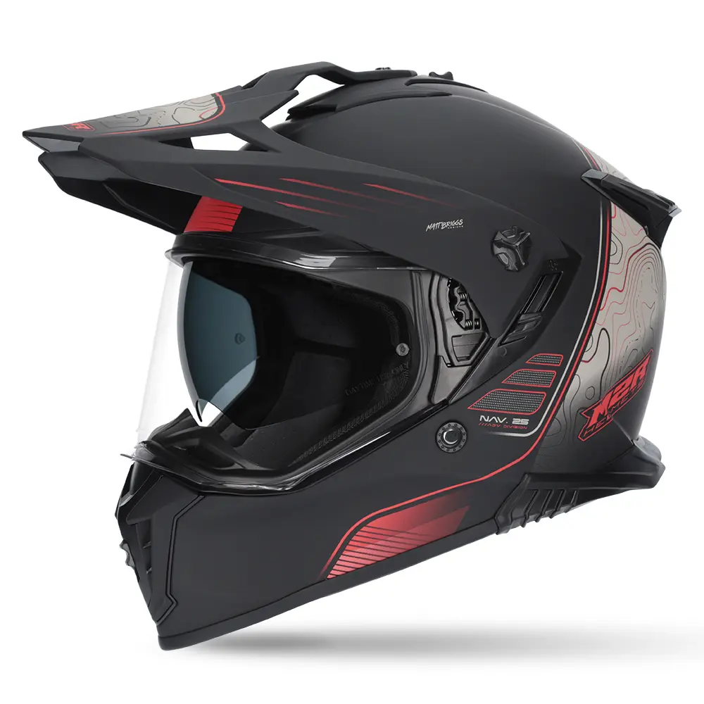 M2R Navigator Elevate PC-1 Adventure Helmet Black/Red