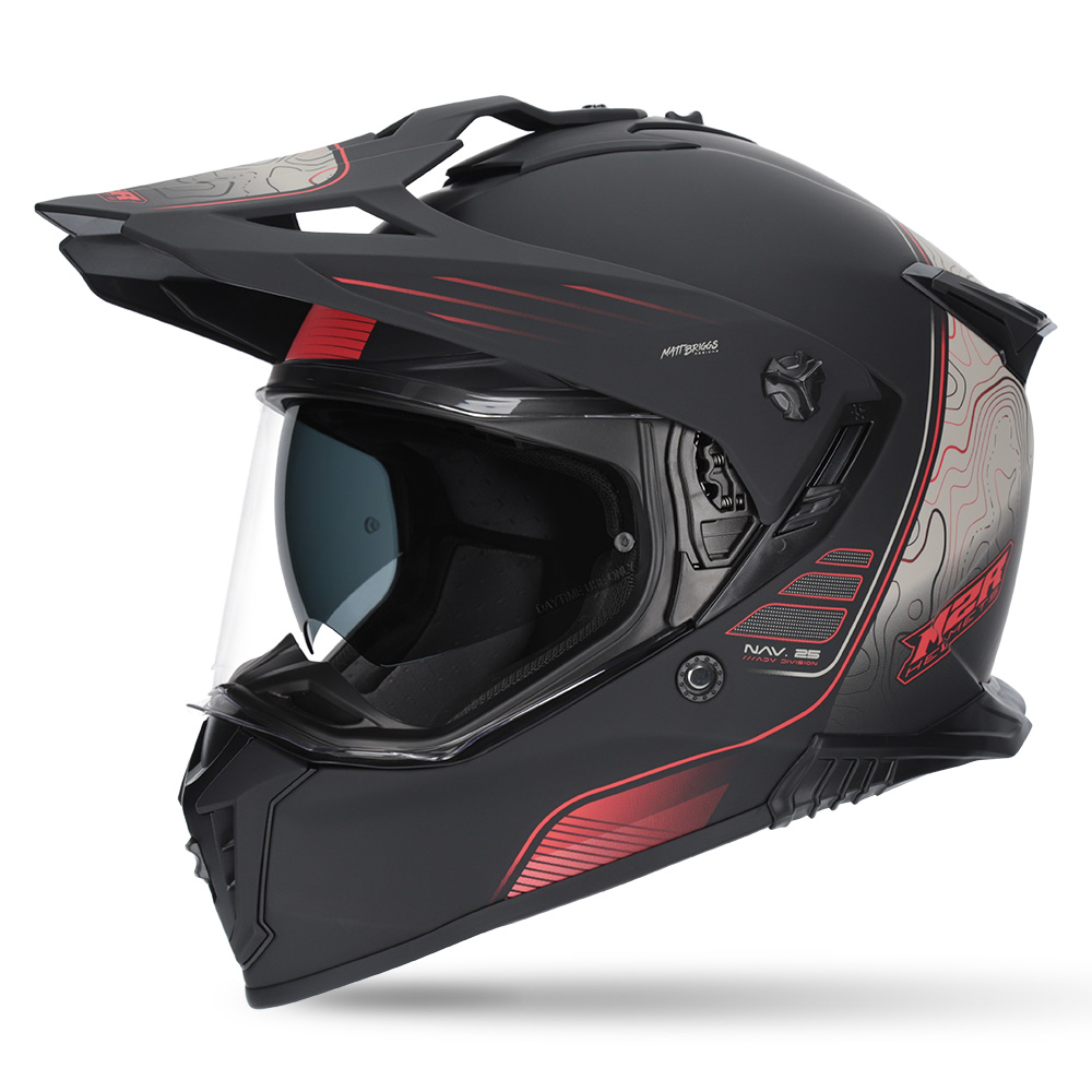 M2R Navigator Elevate PC-1 Adventure Helmet Black/Red - Image 1