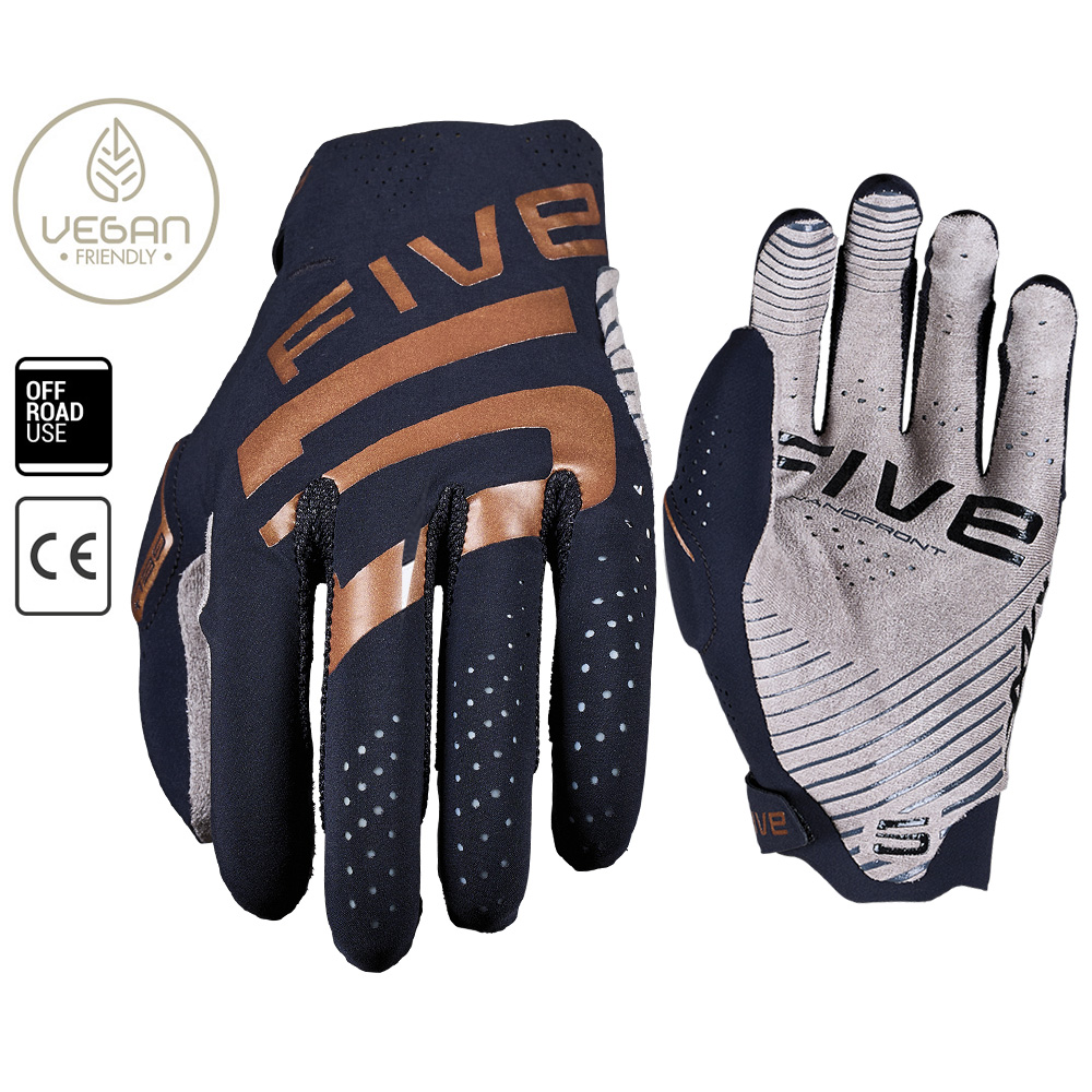 FIVE MXF RACE Motocross Gloves Black/Gold - Image 1
