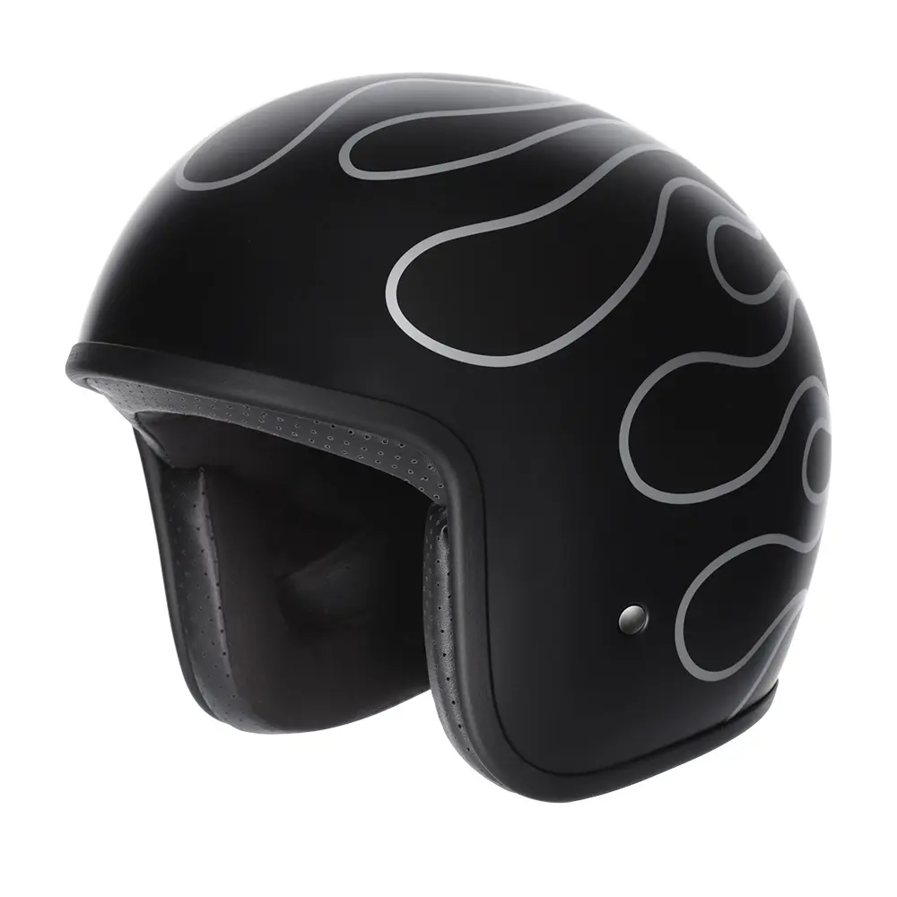 M2R Prime Flamed PC-5F Open Face Helmet Black/Silver