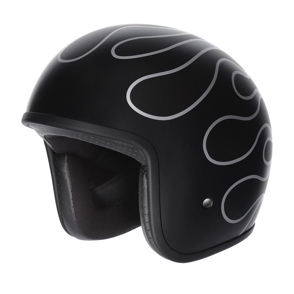 M2R Prime Flamed PC-5F Open Face Helmet Black/Silver - Image 1