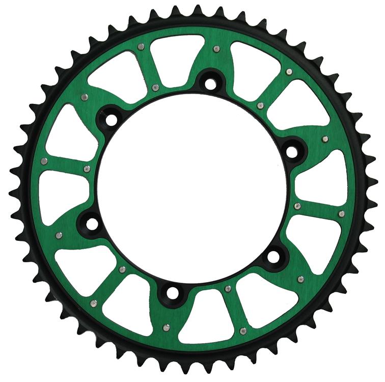 ** REAR SPROCKET KAWASAKI STEEL TEETH/GREEN ALLOY CENTRE - Sale - Image 1