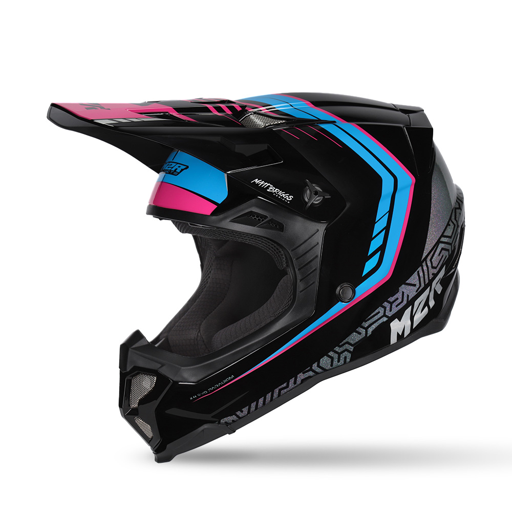 M2R X4 EVO Paradigm PC-7 Motocross Helmet Black/Blue/Pink - Image 1